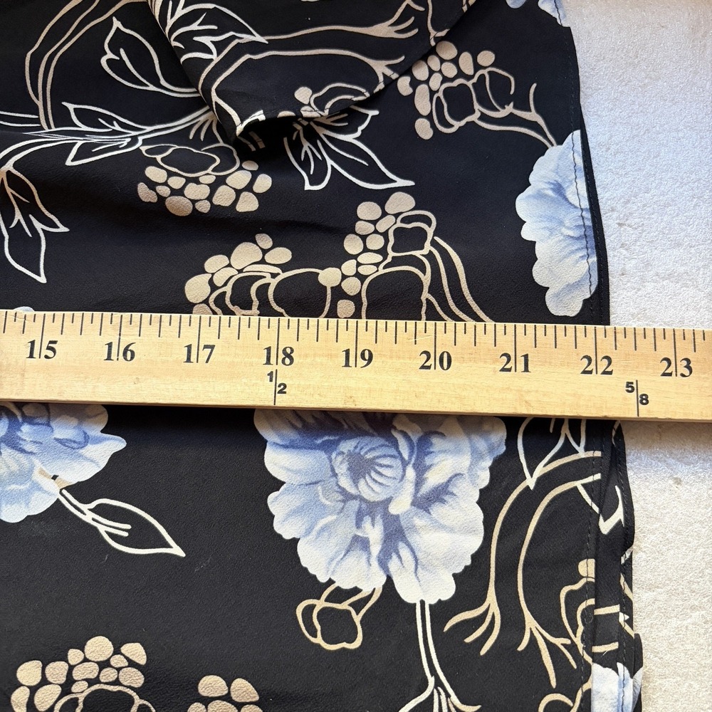 Vintage Ann Taylor LOFT Floral Silk Skirt Women 4 Black Blue Peonies Y2K Lined - Picture 6 of 7